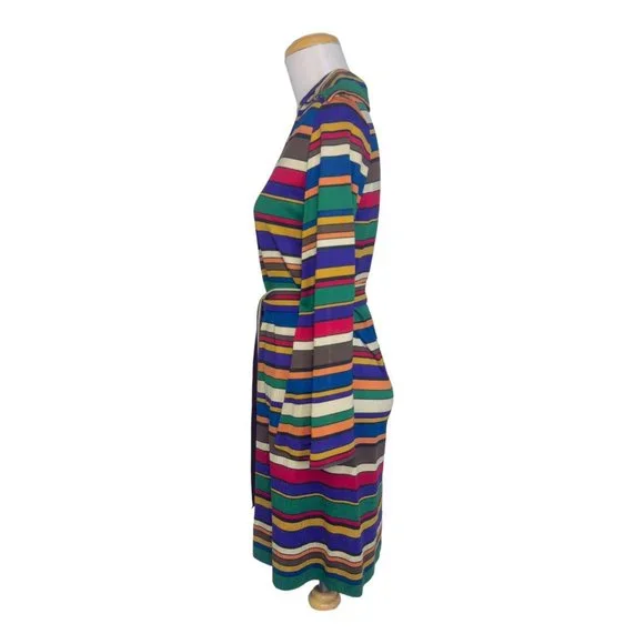 Sunny South Fashions of Dallas Striped Silk Knit Dress Vintage 1970s Rainbow - Picture 6 of 12